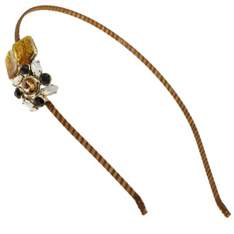 Gia Alessandra Thin Amber Metal Headband with Swarovski Crystals and Stones.  Handmade in Italy