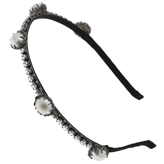 Gia Alessandra Silver Metal Headband with Swarovsky Crystals and Pearls. Handmade in Italy