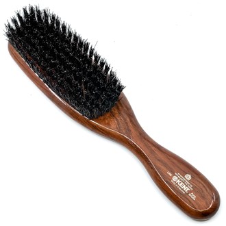 Kent LR6 Dark Wood Pure Black Natural Bristle Narrow Hair Brush